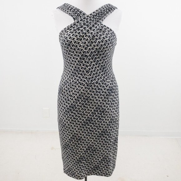 David Meister L Geometric Print Midi Dress Black - Picture 9 of 9